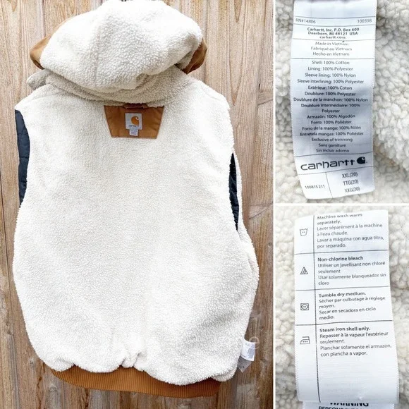 Carhartt Weathered‎ Wildwood Jacket Tan Size XXL Hooded Sherpa Lined - Picture 17 of 17